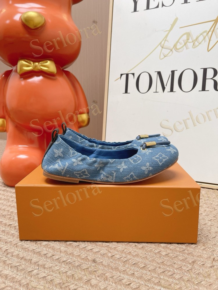 LOUIS VUITTON MONOGRAM BLUE DENIM BALLET FLATS