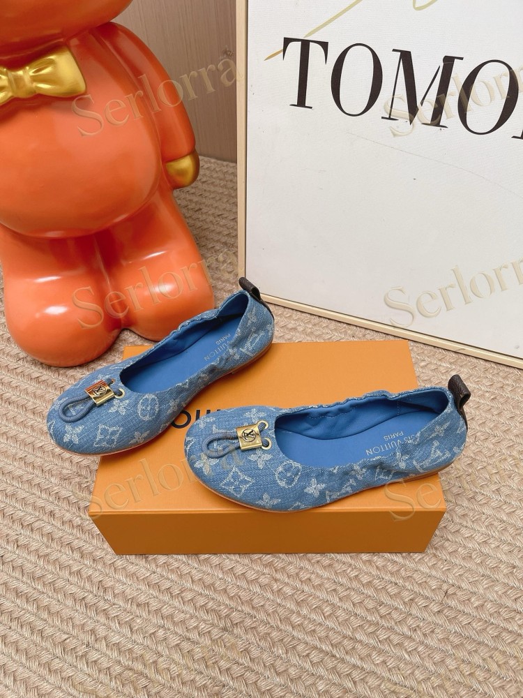 LOUIS VUITTON MONOGRAM BLUE DENIM BALLET FLATS