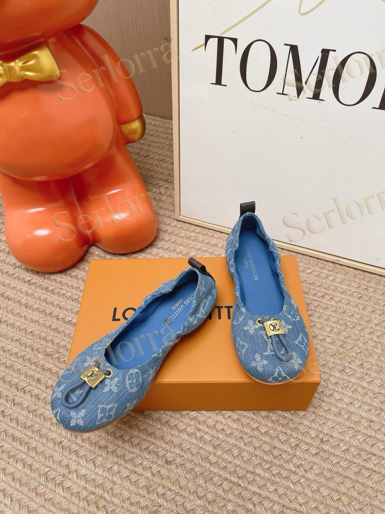 LOUIS VUITTON MONOGRAM BLUE DENIM BALLET FLATS