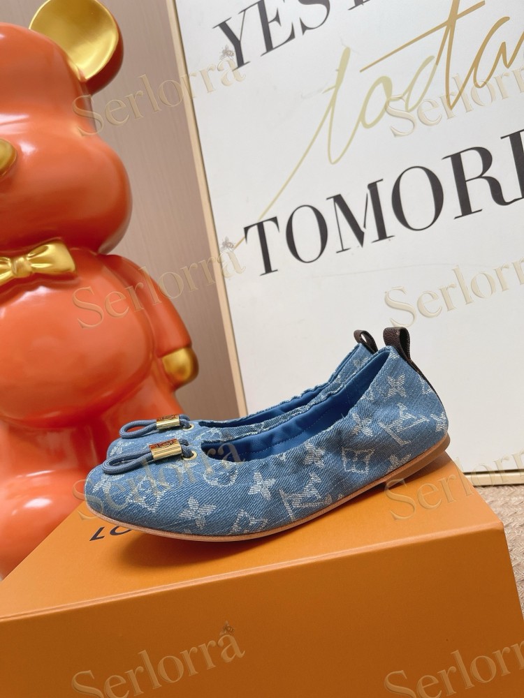LOUIS VUITTON MONOGRAM BLUE DENIM BALLET FLATS