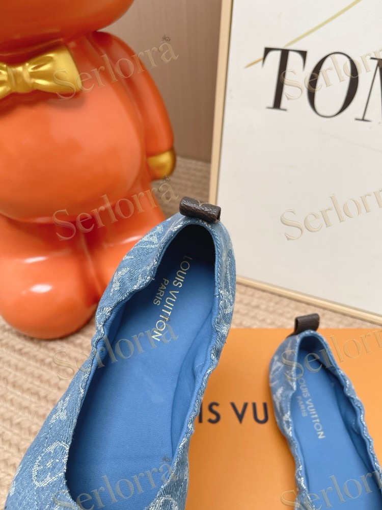 LOUIS VUITTON MONOGRAM BLUE DENIM BALLET FLATS