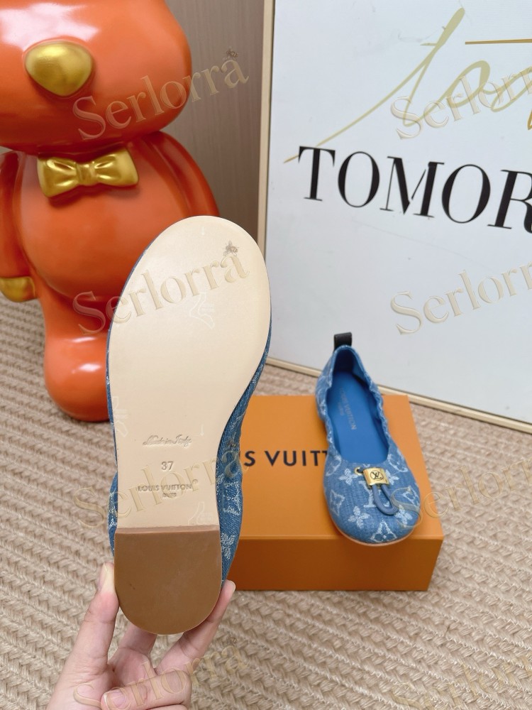 LOUIS VUITTON MONOGRAM BLUE DENIM BALLET FLATS