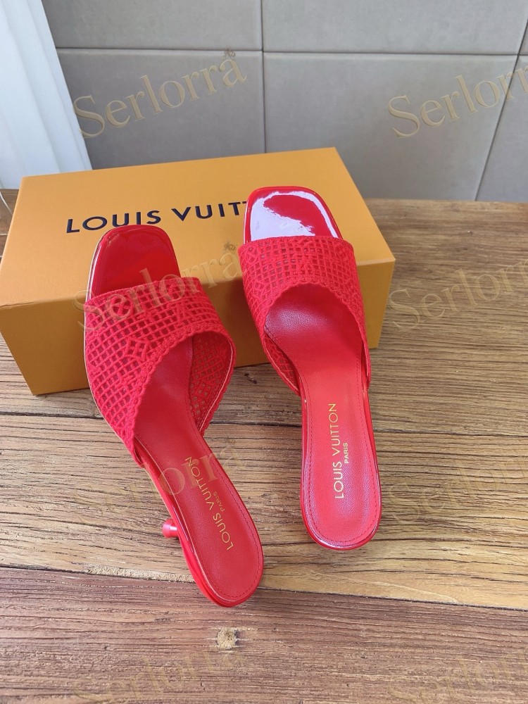 LOUIS VUITTON WHITE LACE MONOGRAM MULES