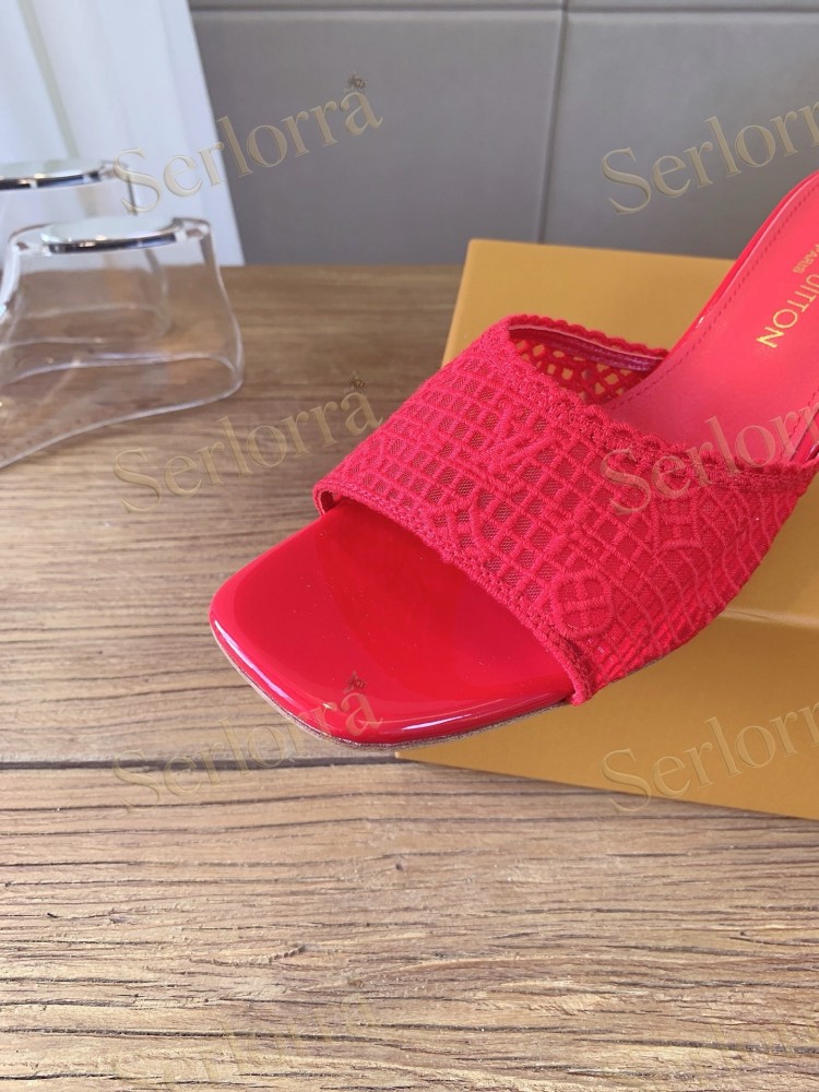 LOUIS VUITTON WHITE LACE MONOGRAM MULES