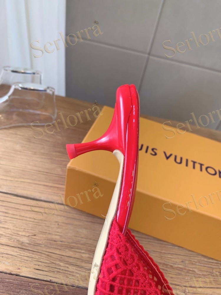 LOUIS VUITTON WHITE LACE MONOGRAM MULES
