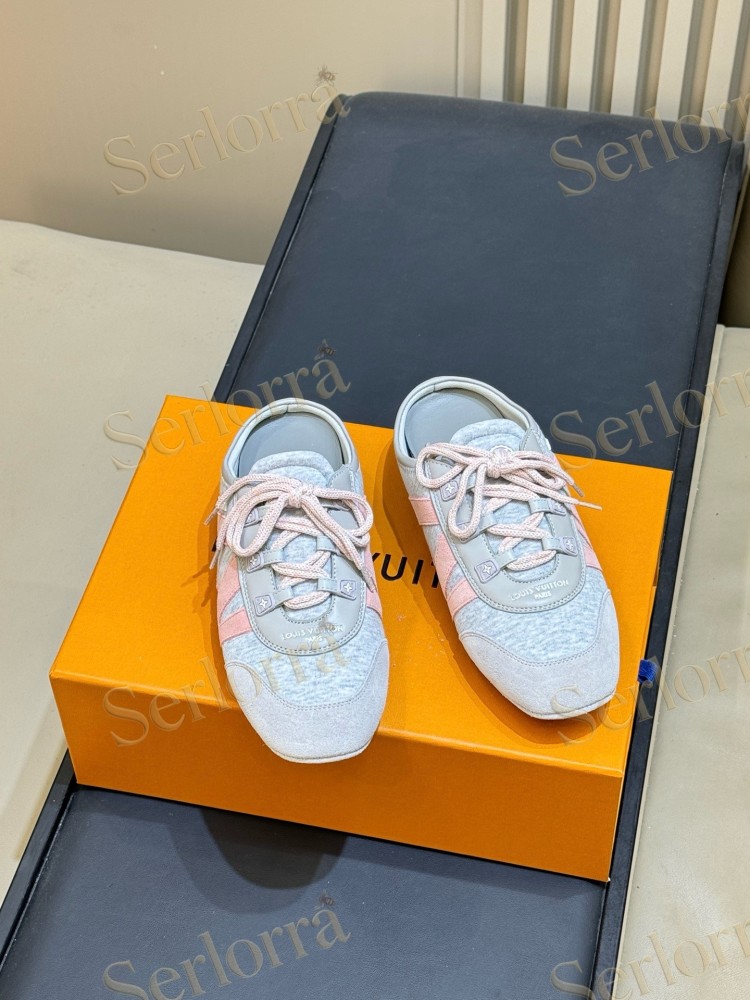 LOUIS VUITTON PINK BLUE LV SIGNATURE MULE SNEAKERS