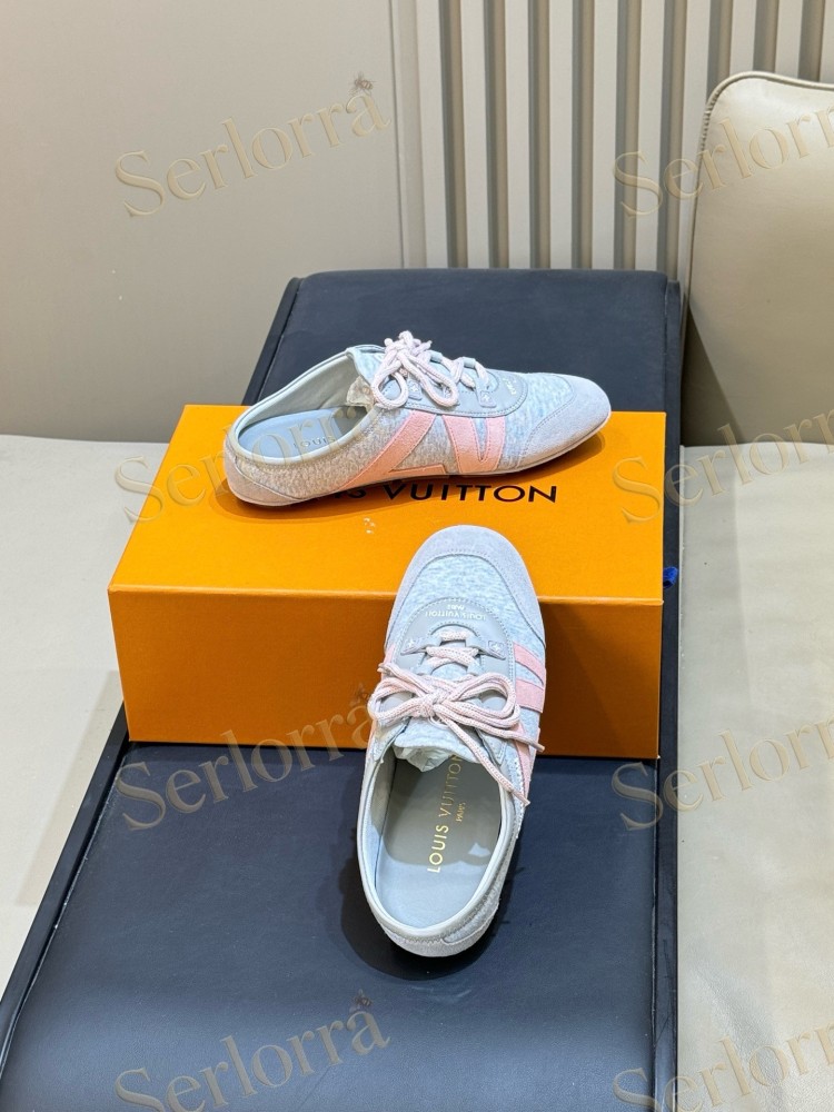 LOUIS VUITTON PINK BLUE LV SIGNATURE MULE SNEAKERS