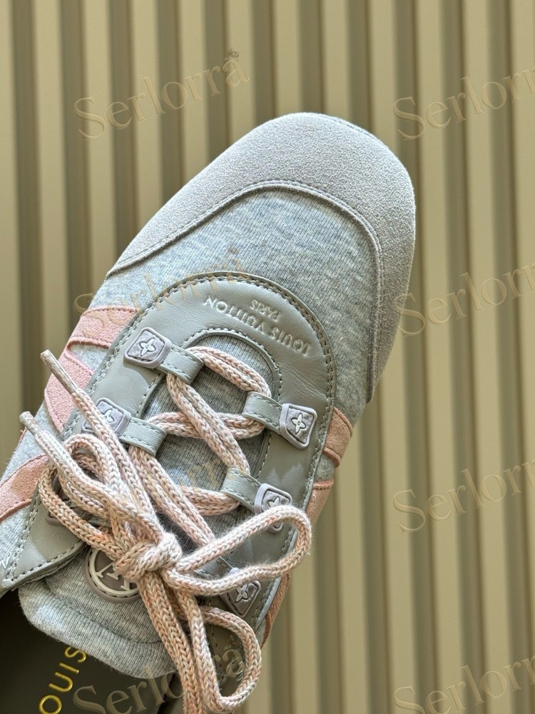 LOUIS VUITTON PINK BLUE LV SIGNATURE MULE SNEAKERS