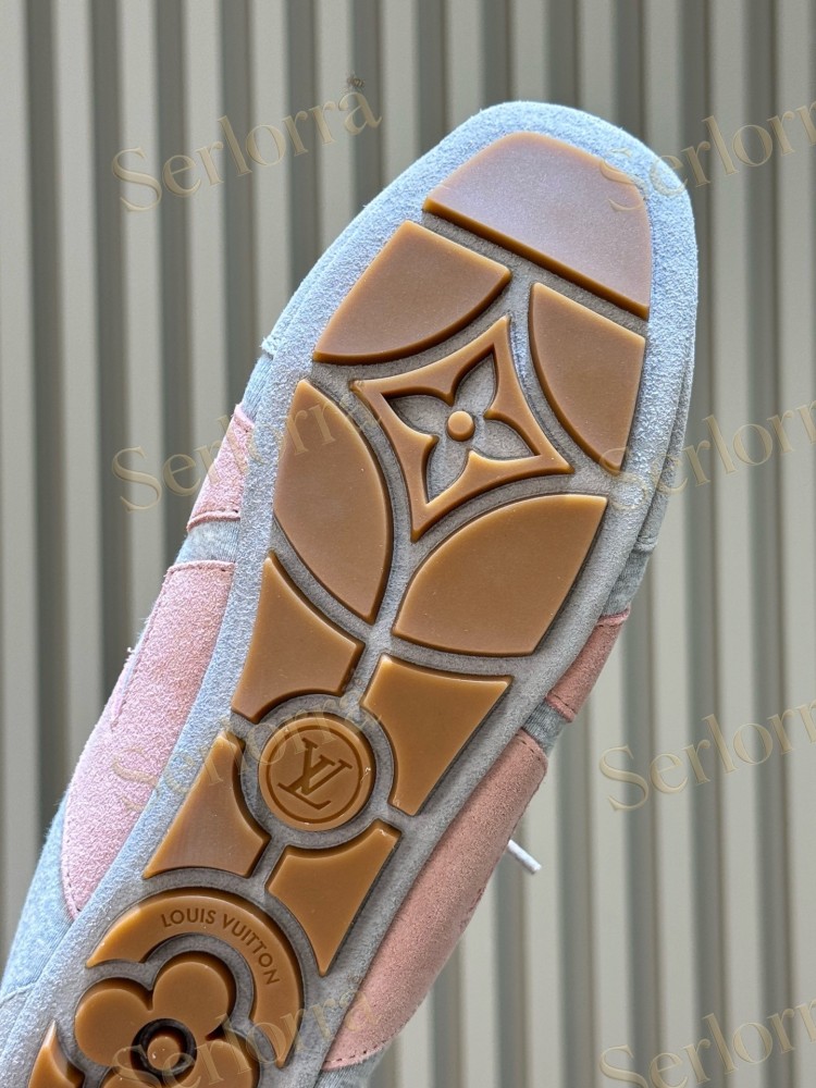 LOUIS VUITTON PINK BLUE LV SIGNATURE MULE SNEAKERS