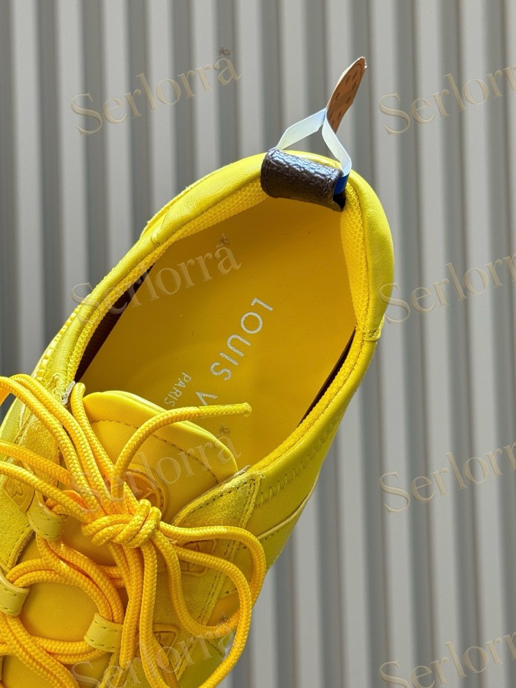 LOUIS VUITTON LEMON YELLOW LV V-SIGNATURE LOW TOP SNEAKERS