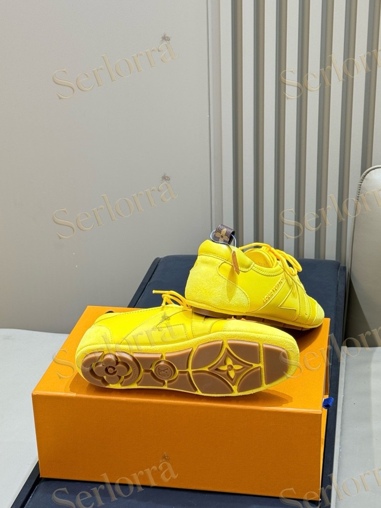 LOUIS VUITTON LEMON YELLOW LV V-SIGNATURE LOW TOP SNEAKERS