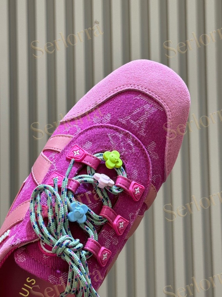 LOUIS VUITTON HOT PINK MONOGRAM LV V-SIGNATURE LOW TOP SNEAKERS