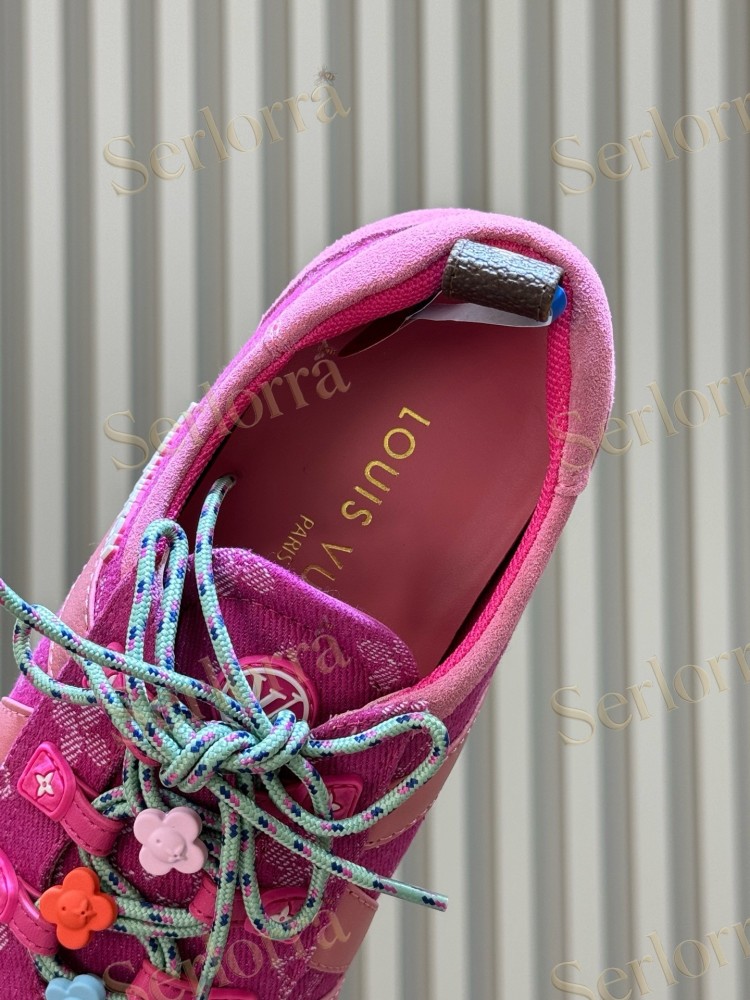 LOUIS VUITTON HOT PINK MONOGRAM LV V-SIGNATURE LOW TOP SNEAKERS