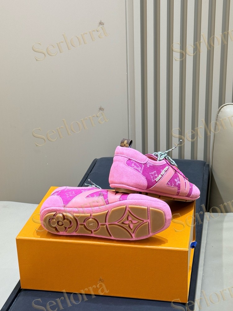 LOUIS VUITTON HOT PINK MONOGRAM LV V-SIGNATURE LOW TOP SNEAKERS