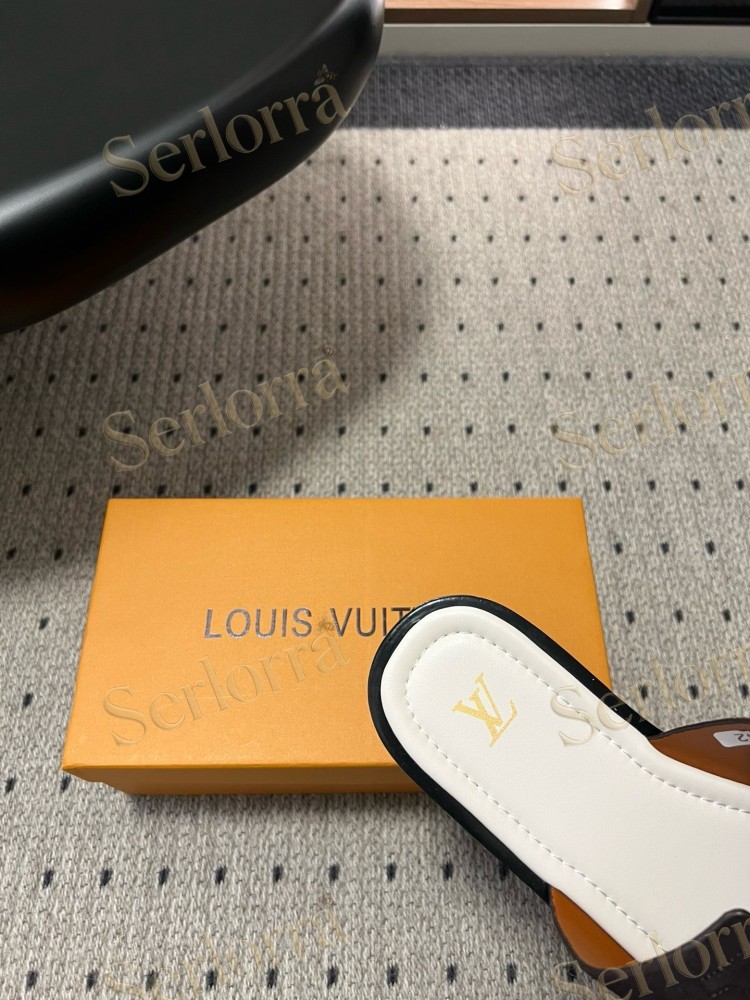 LOUIS VUITTON BLACK SUEDE LV LOGO SLIDES