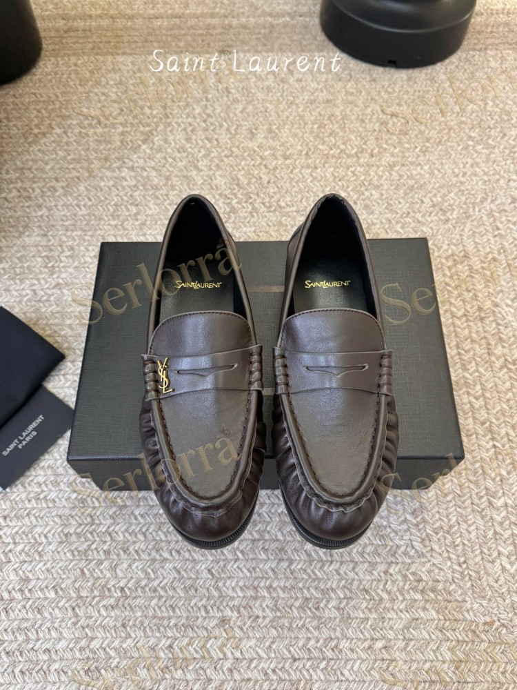 SAINT LAURENT YSL MONOGRAM LEATHER LOAFERS