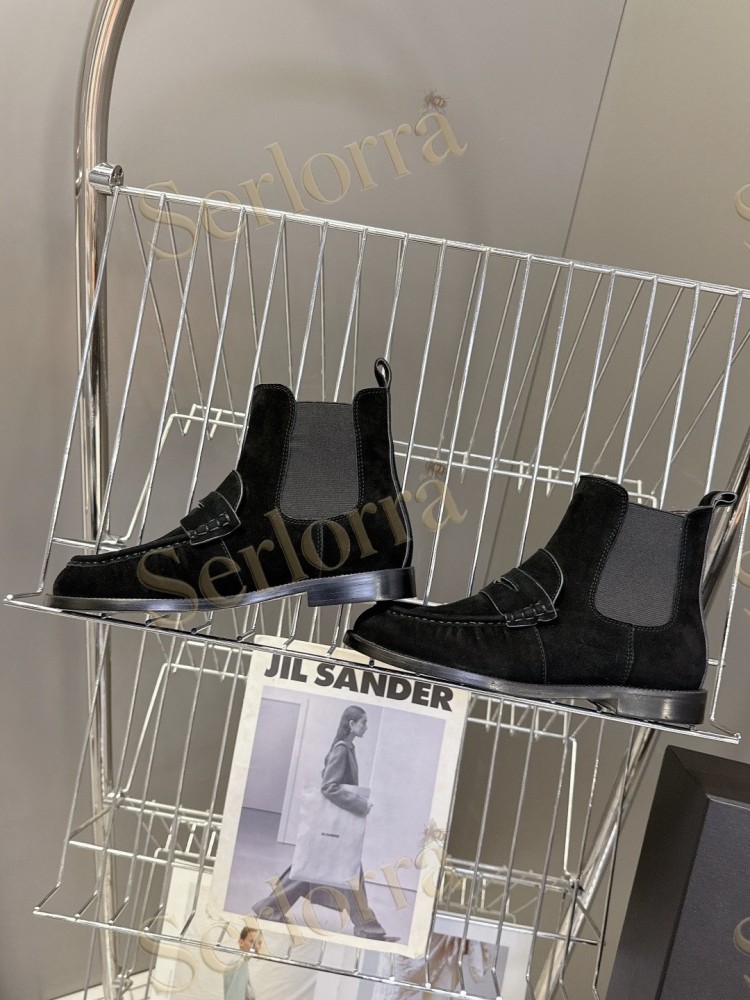 SAINT LAURENT TAN SUEDE CHELSEA LOAFER ANKLE BOOTS