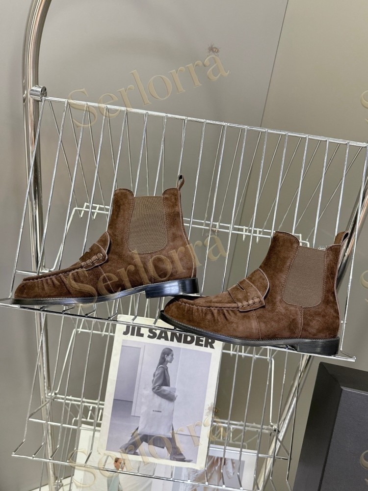 SAINT LAURENT TAN SUEDE CHELSEA LOAFER ANKLE BOOTS