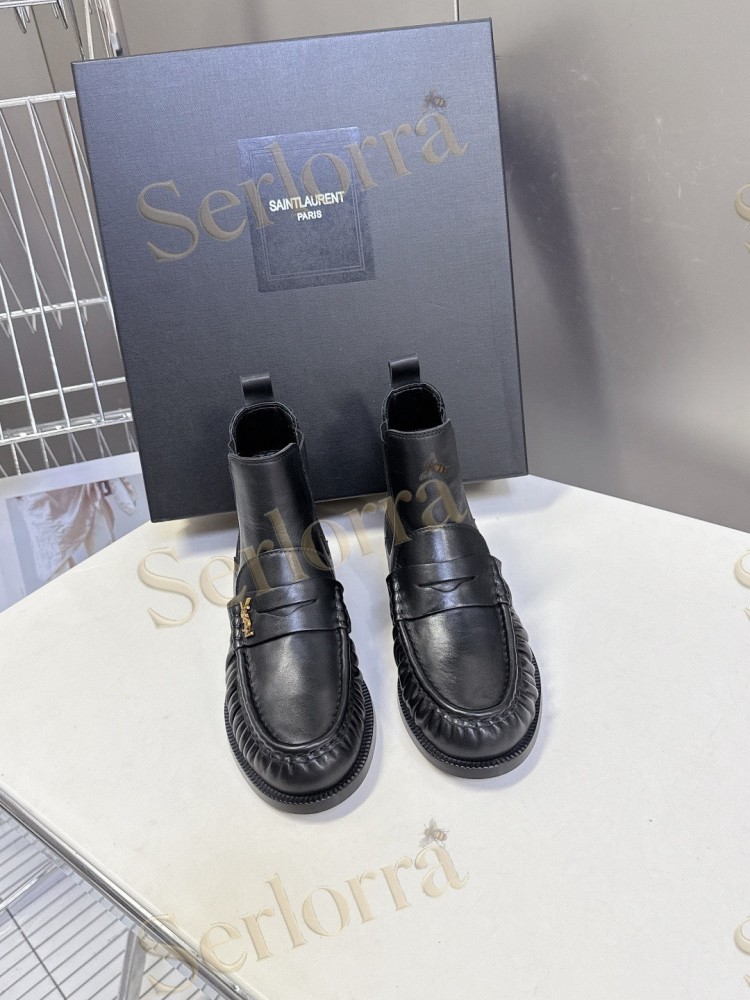 SAINT LAURENT TAN SUEDE CHELSEA LOAFER ANKLE BOOTS