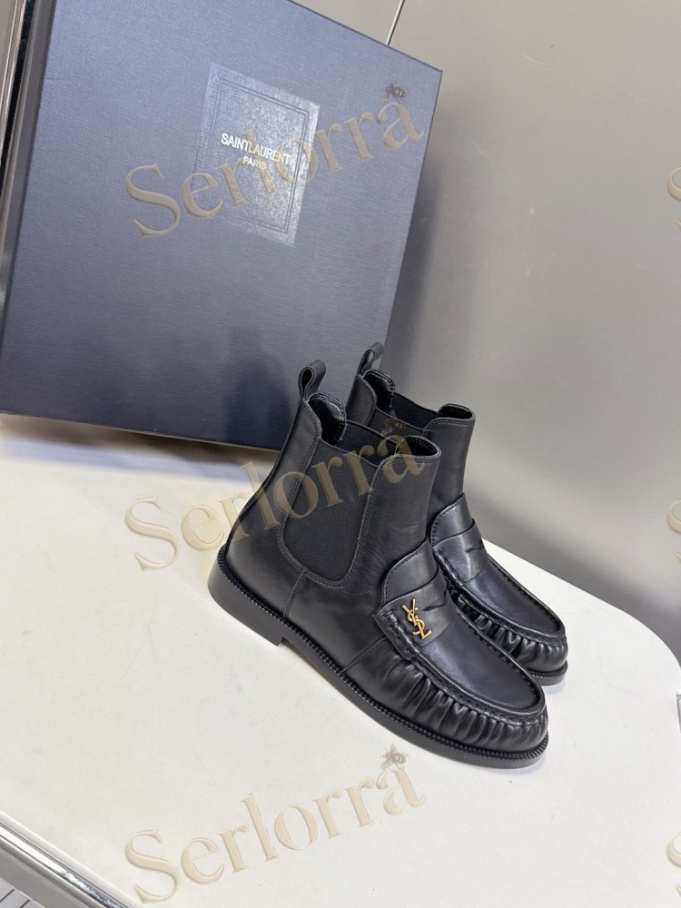 SAINT LAURENT TAN SUEDE CHELSEA LOAFER ANKLE BOOTS