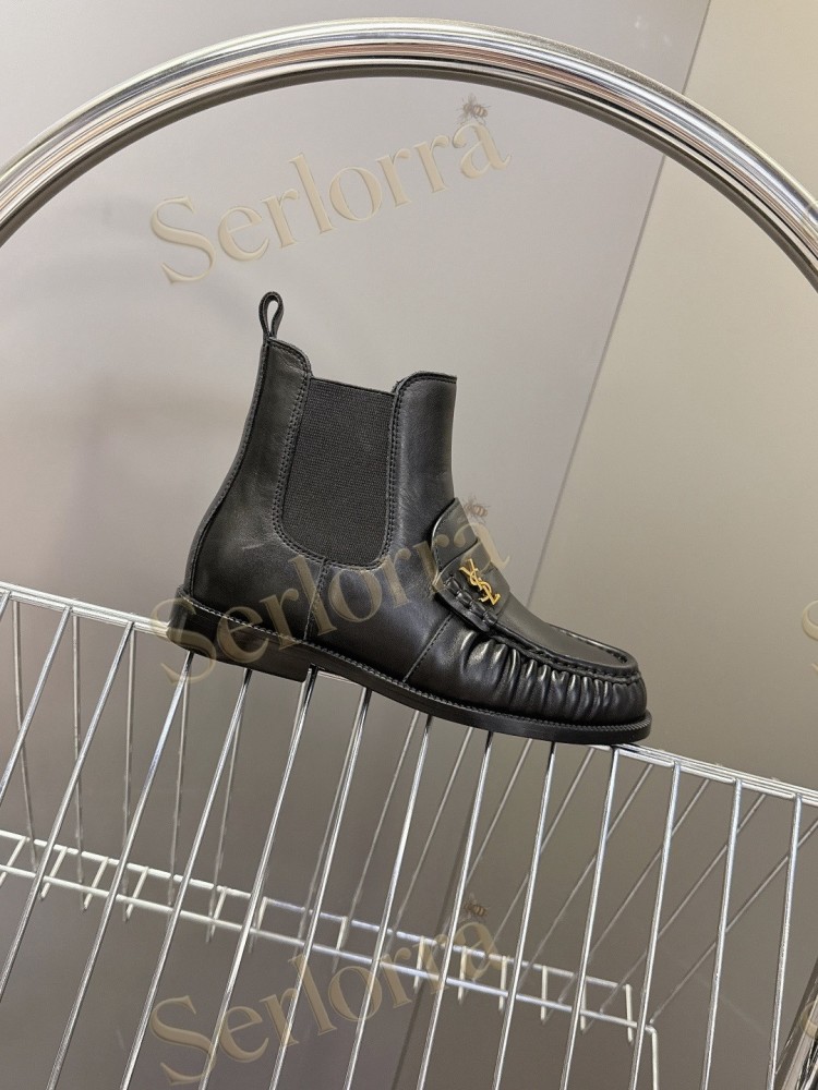 SAINT LAURENT TAN SUEDE CHELSEA LOAFER ANKLE BOOTS