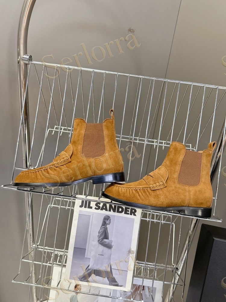 SAINT LAURENT TAN SUEDE CHELSEA LOAFER ANKLE BOOTS