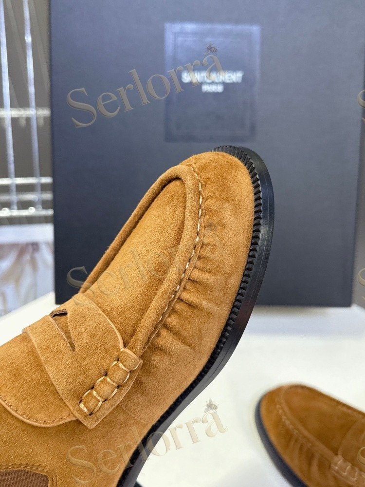 SAINT LAURENT TAN SUEDE CHELSEA LOAFER ANKLE BOOTS