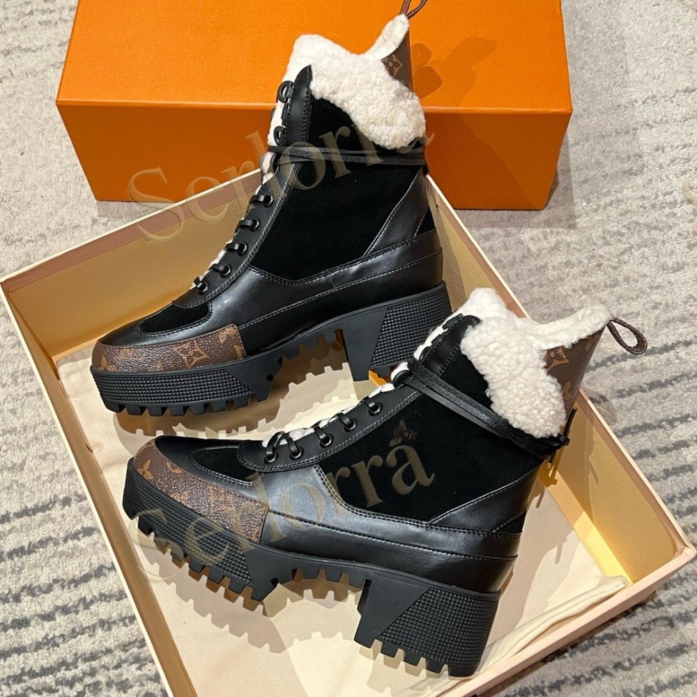 LOUIS VUITTON BLOCK HEEL ANKLE BOOTS