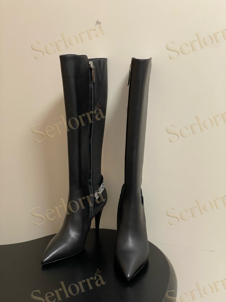 LOUIS VUITTON POINTED TOE HIGH‑HEEL KNEE‑HIGH BOOTS