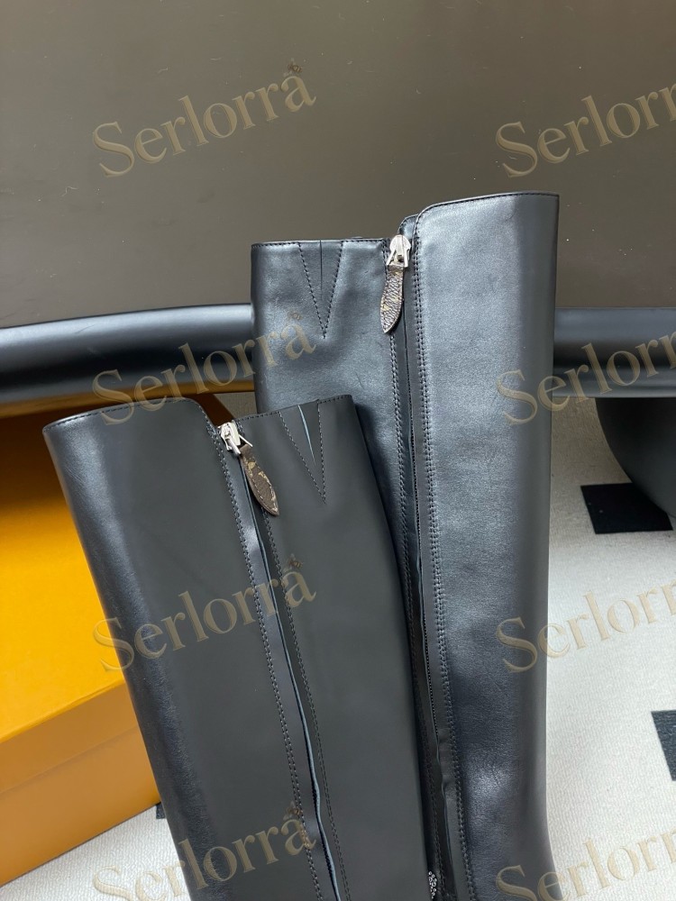 LOUIS VUITTON POINTED TOE HIGH‑HEEL KNEE‑HIGH BOOTS