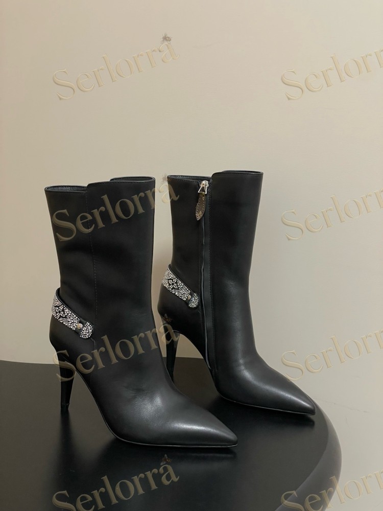 LOUIS VUITTON POINTED TOE HIGH‑HEEL ANKLE BOOTS