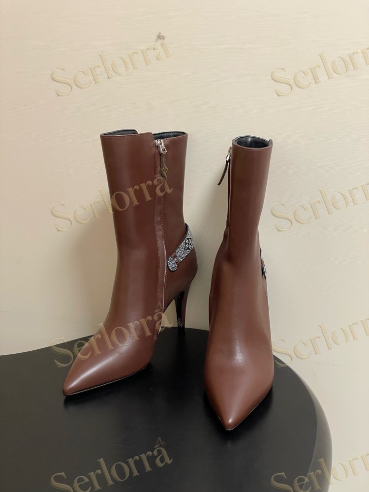 LOUIS VUITTON POINTED TOE HIGH‑HEEL MID‑CALF BOOTS