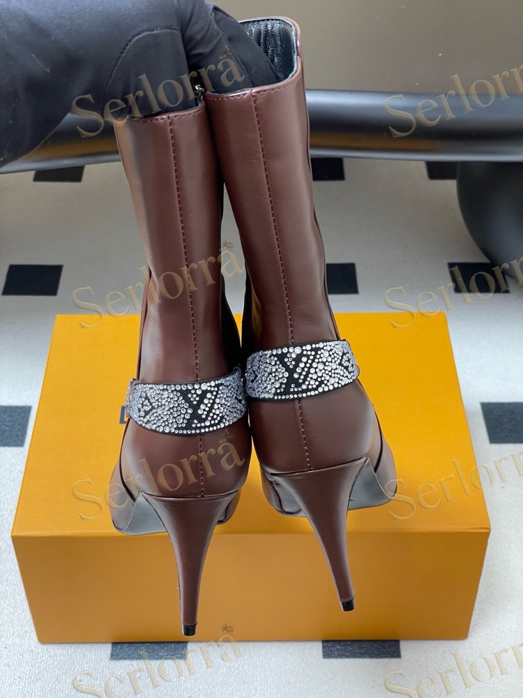 LOUIS VUITTON POINTED TOE HIGH‑HEEL MID‑CALF BOOTS