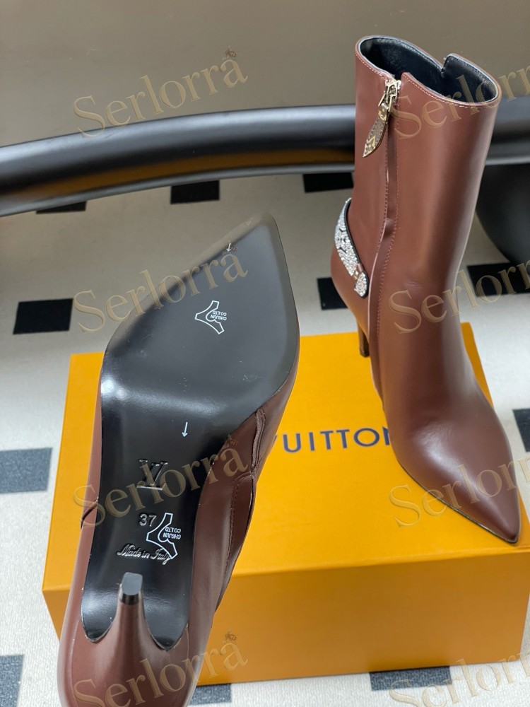 LOUIS VUITTON POINTED TOE HIGH‑HEEL MID‑CALF BOOTS
