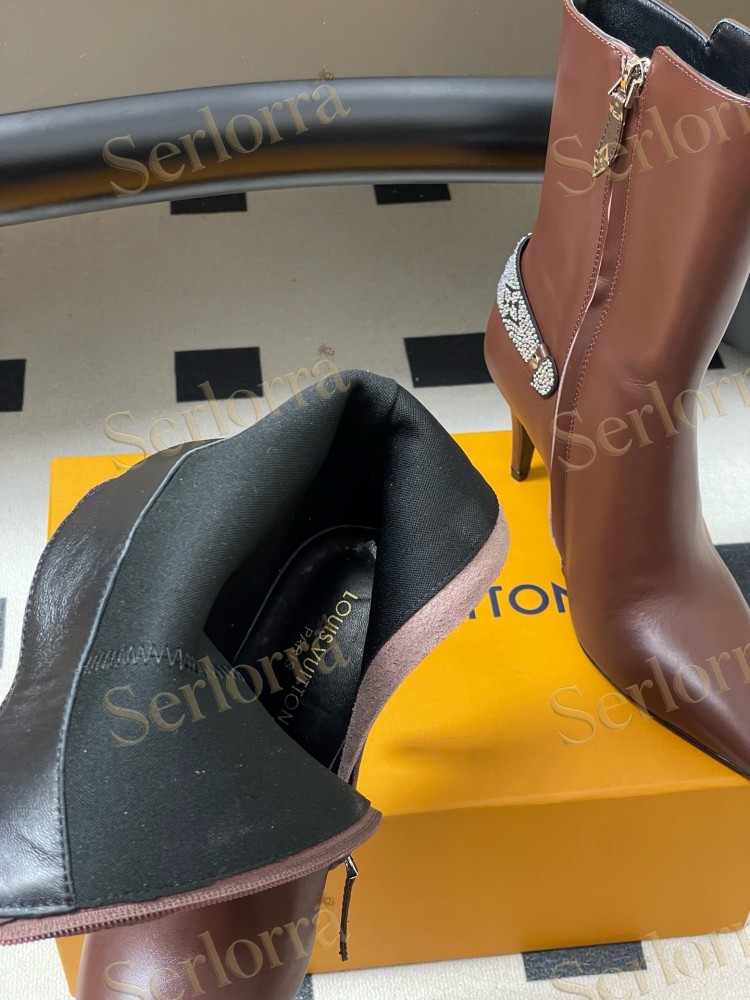 LOUIS VUITTON POINTED TOE HIGH‑HEEL MID‑CALF BOOTS