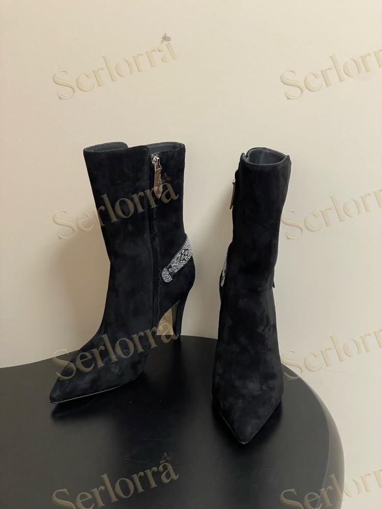 LOUIS VUITTON POINTED TOE HIGH‑HEEL MID‑CALF BOOTS