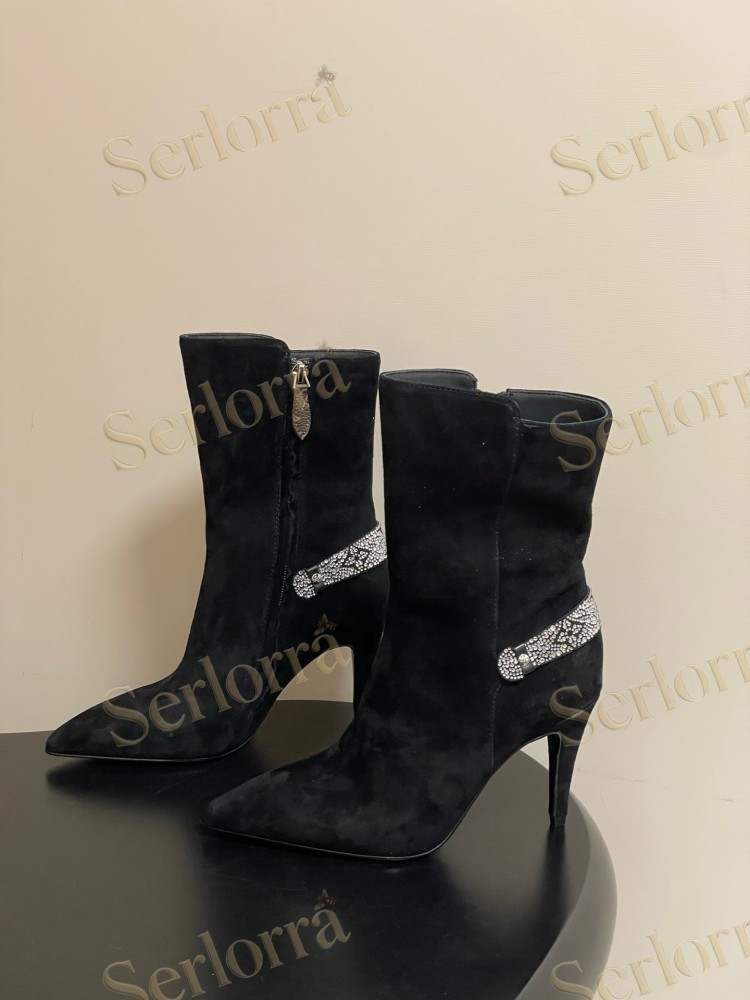 LOUIS VUITTON POINTED TOE HIGH‑HEEL MID‑CALF BOOTS