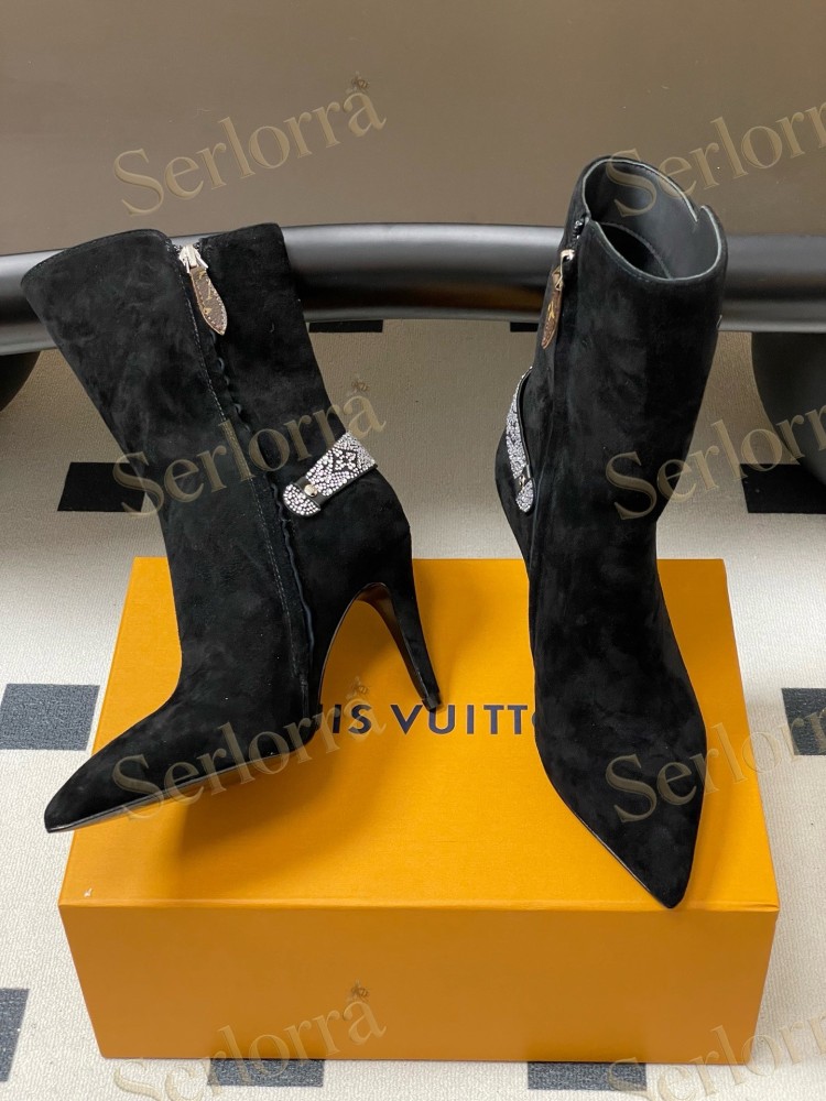 LOUIS VUITTON POINTED TOE HIGH‑HEEL MID‑CALF BOOTS