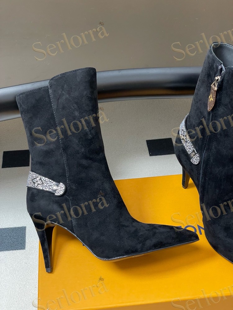 LOUIS VUITTON POINTED TOE HIGH‑HEEL MID‑CALF BOOTS