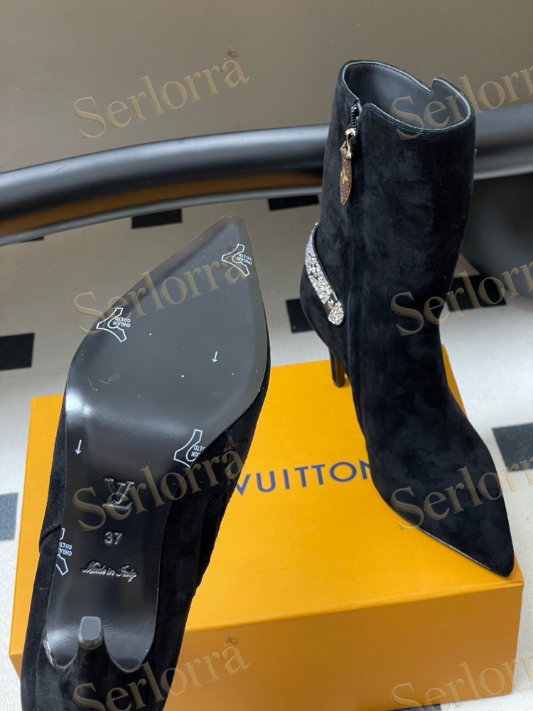 LOUIS VUITTON POINTED TOE HIGH‑HEEL MID‑CALF BOOTS