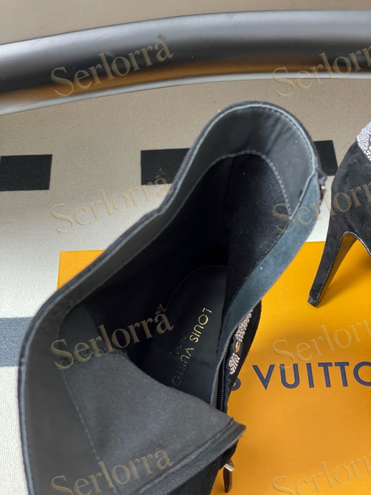 LOUIS VUITTON POINTED TOE HIGH‑HEEL MID‑CALF BOOTS