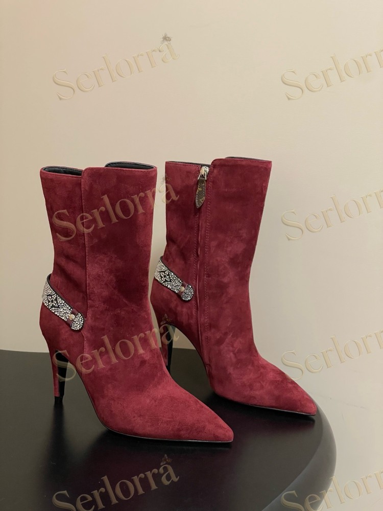 LOUIS VUITTON POINTED TOE HIGH‑HEEL MID‑CALF BOOTS