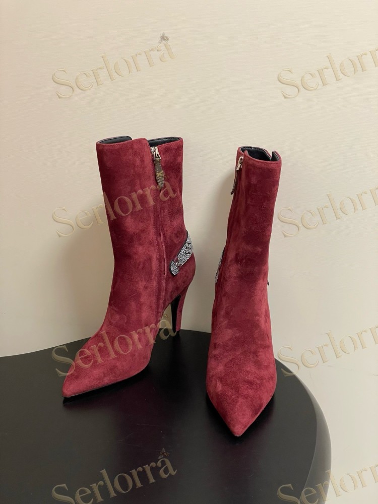 LOUIS VUITTON POINTED TOE HIGH‑HEEL MID‑CALF BOOTS