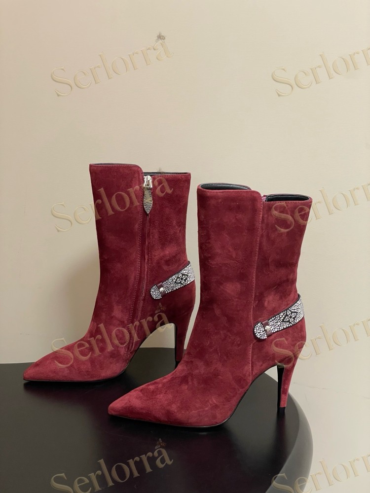 LOUIS VUITTON POINTED TOE HIGH‑HEEL MID‑CALF BOOTS