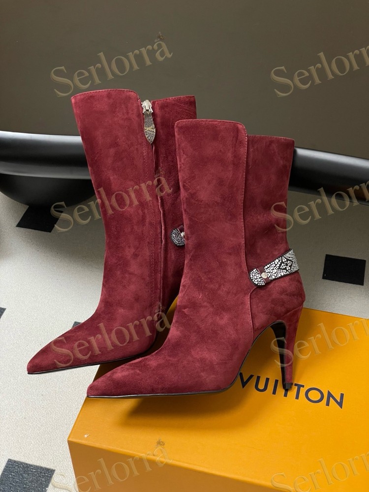 LOUIS VUITTON POINTED TOE HIGH‑HEEL MID‑CALF BOOTS