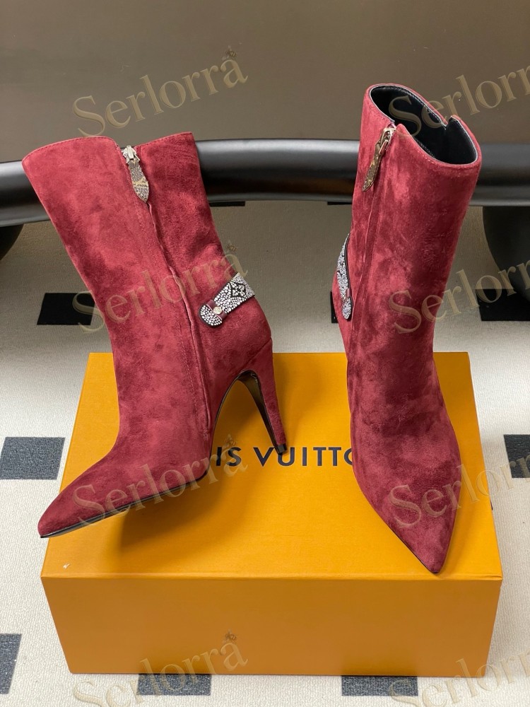 LOUIS VUITTON POINTED TOE HIGH‑HEEL MID‑CALF BOOTS