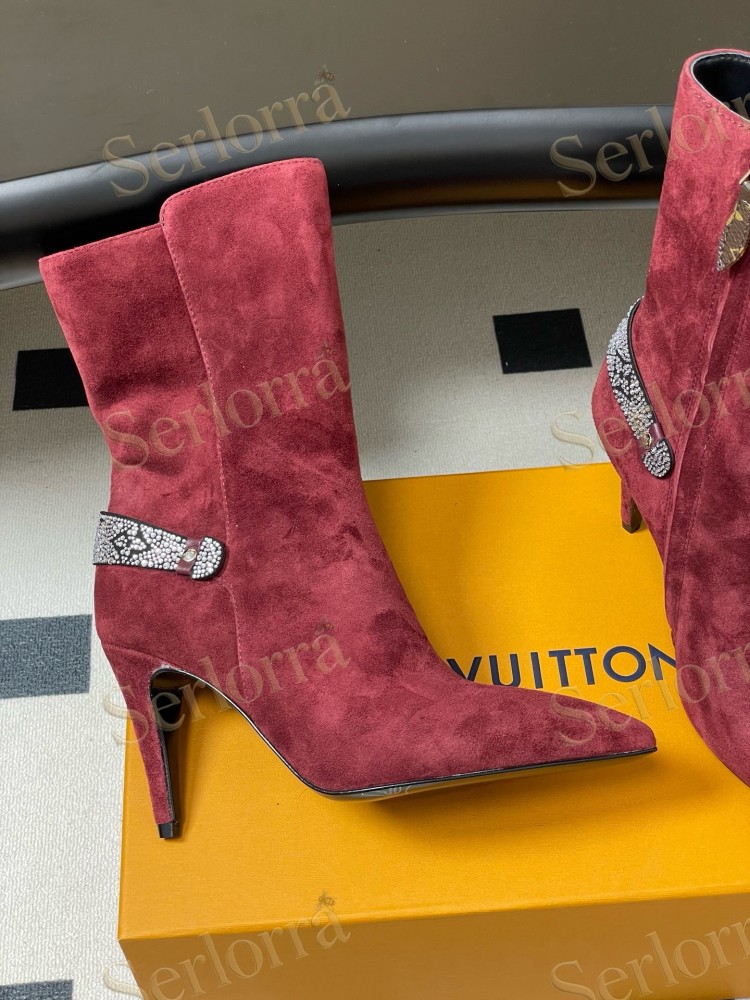 LOUIS VUITTON POINTED TOE HIGH‑HEEL MID‑CALF BOOTS