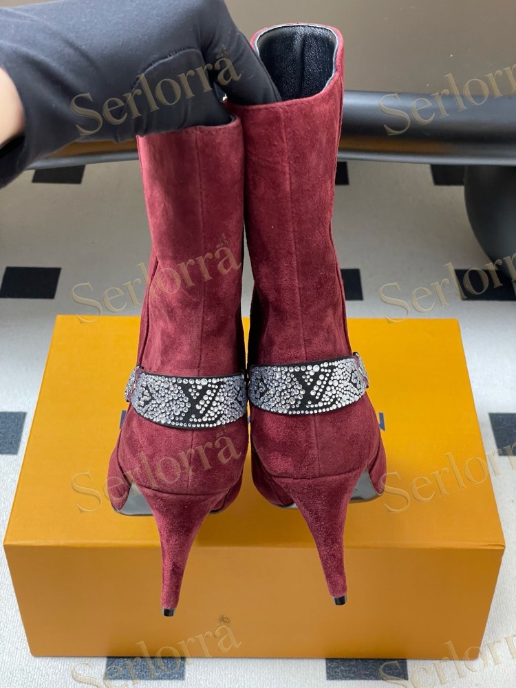 LOUIS VUITTON POINTED TOE HIGH‑HEEL MID‑CALF BOOTS