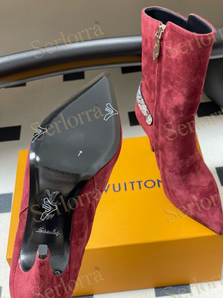 LOUIS VUITTON POINTED TOE HIGH‑HEEL MID‑CALF BOOTS