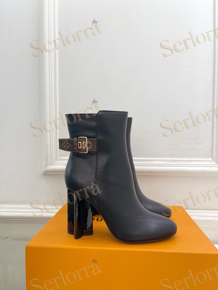 LOUIS VUITTON POINTED TOE HIGH‑HEEL MID‑CALF BOOTS